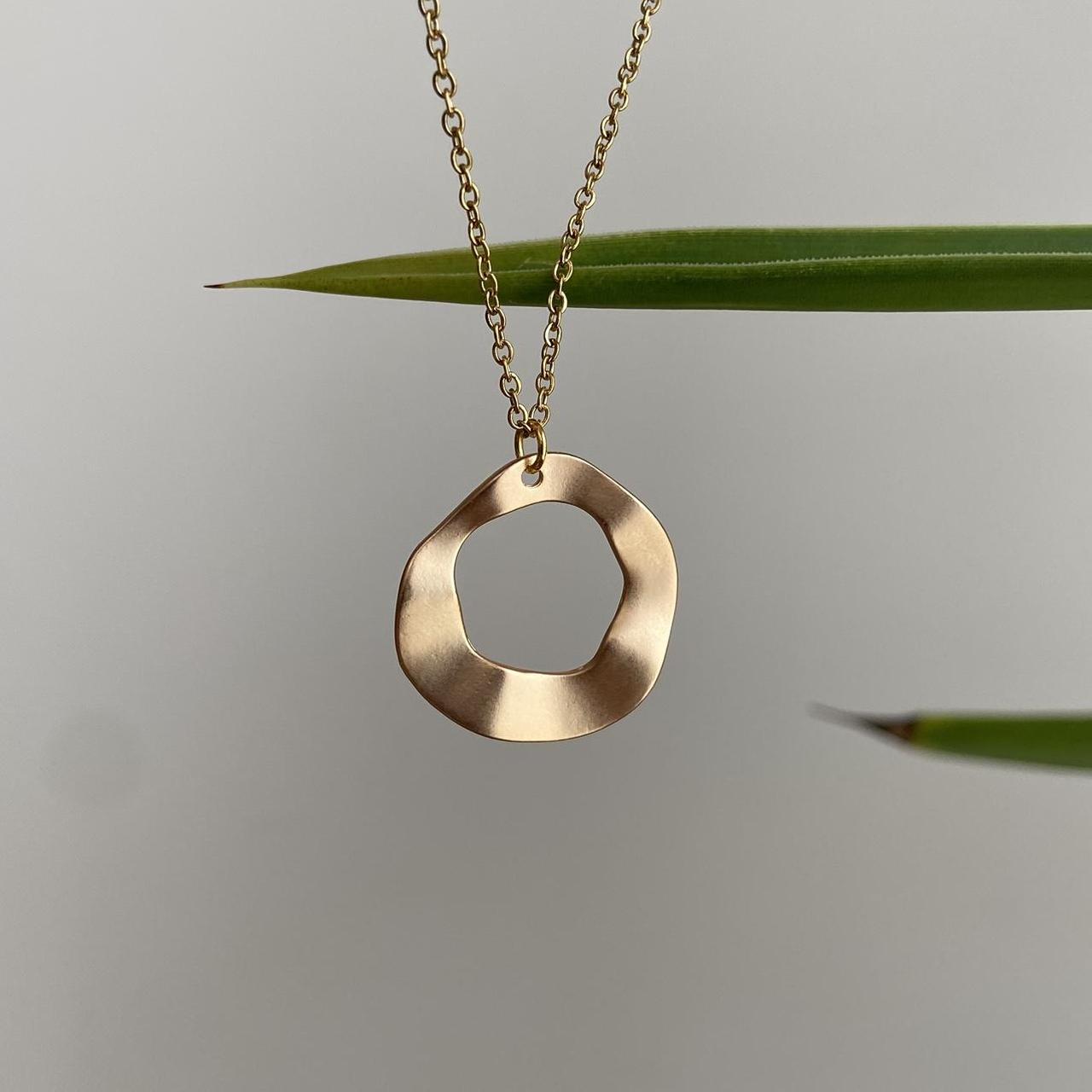 Organically Shaped Gold Hoop Ring Pendant Chain - Image 2