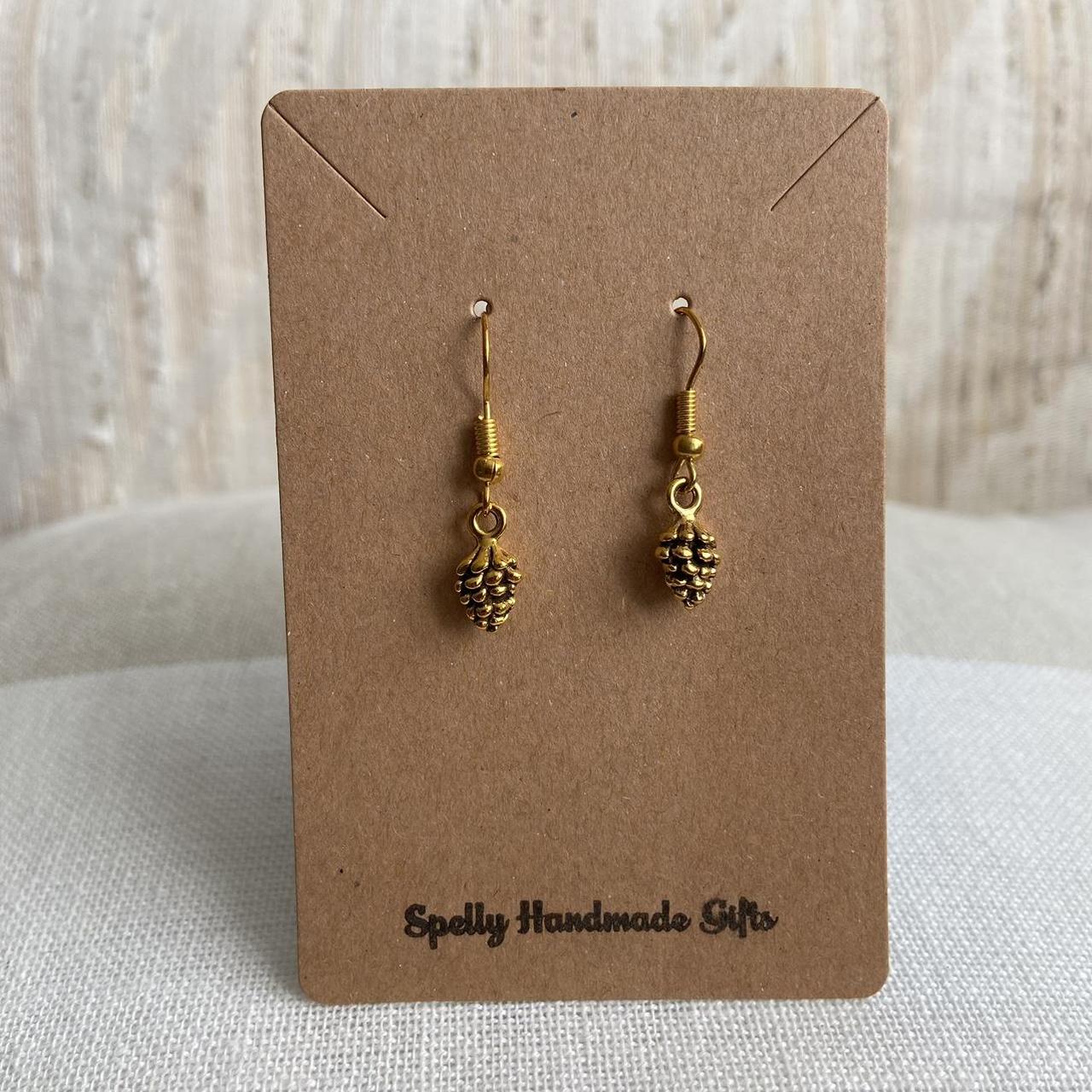 Gold Pinecone Dangle Earrings Also Comes In - Image 5