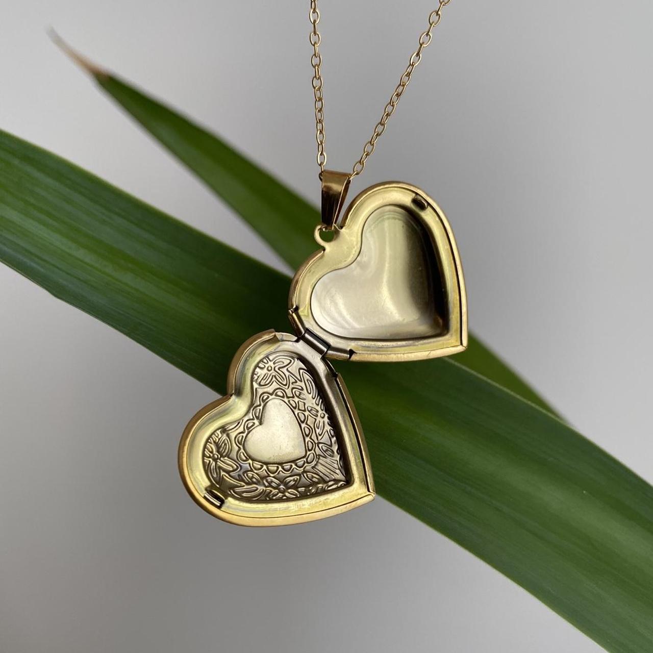Large Size Heart Locket Pendant Chain Necklace See