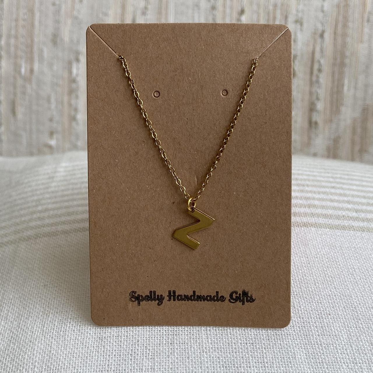 Gold Letter Z Initial Pendant Chain Necklace 18 - Image 3
