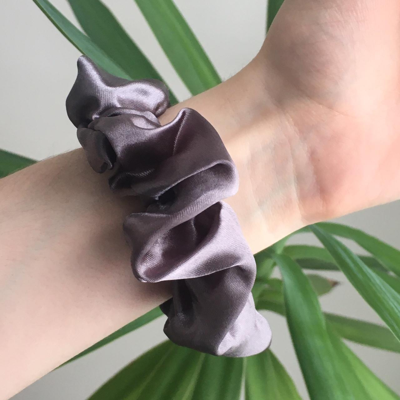 Dark Grey Silver Satin Scrunchie Instant Buy - Image 2