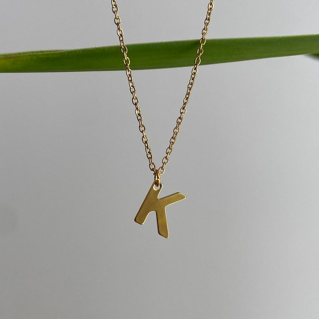 Gold Letter K Initial Pendant Chain Necklace 18 - Image 2