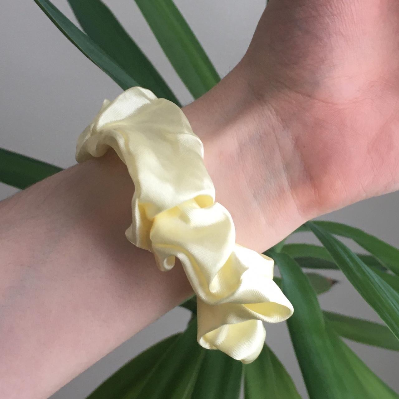 Cream Yellow White Satin Scrunchie Instant Buy - Image 2