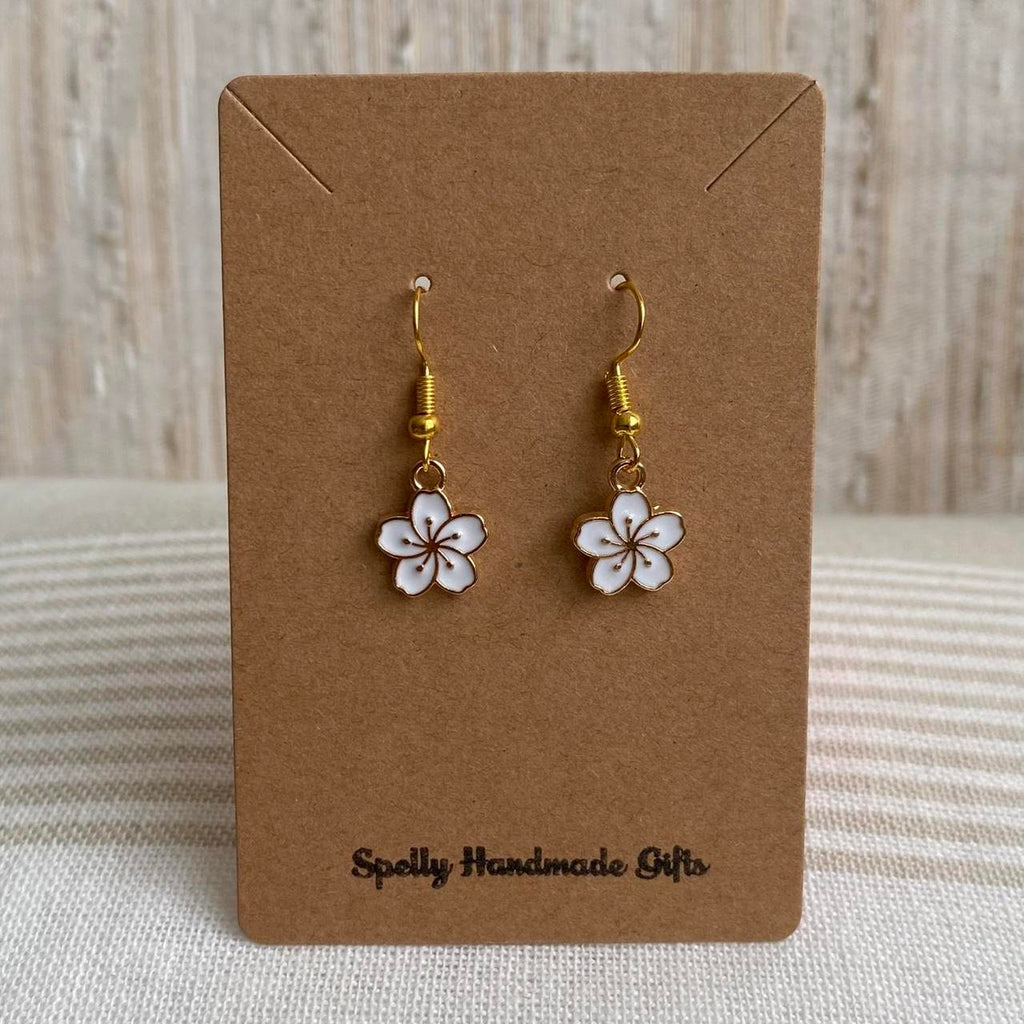 White Enamel Tropical Flower Dangle Earrings With - Image 4