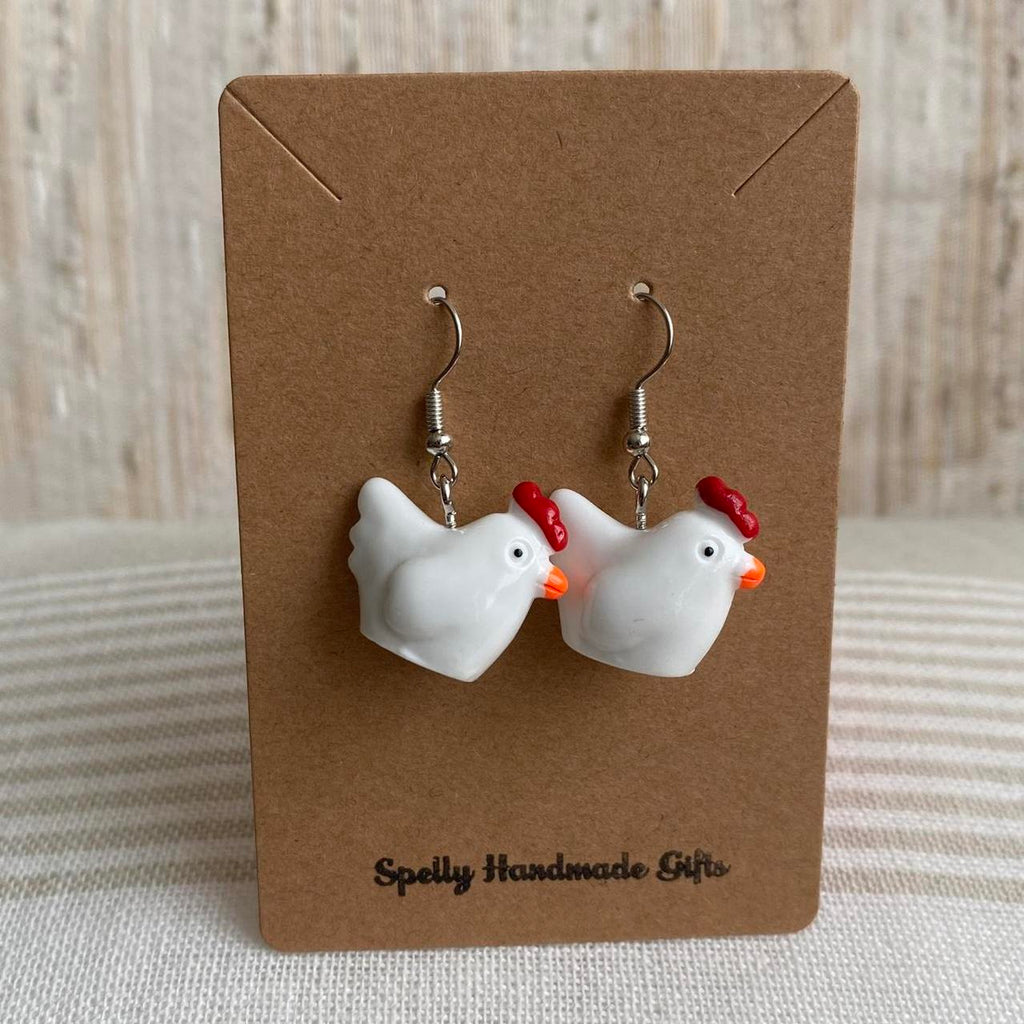 Chicken Dangle Earrings With Silver Accents Hand - Image 3