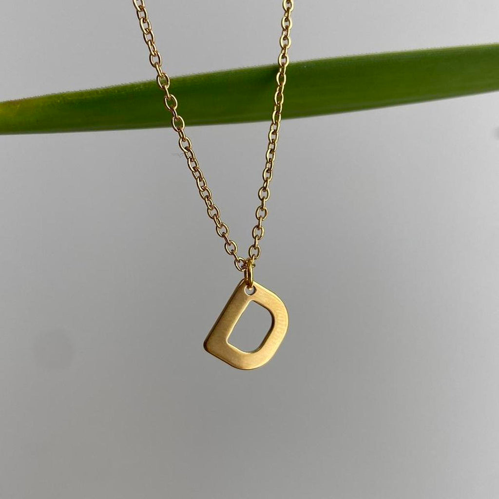 Gold Letter D Initial Pendant Chain Necklace 18