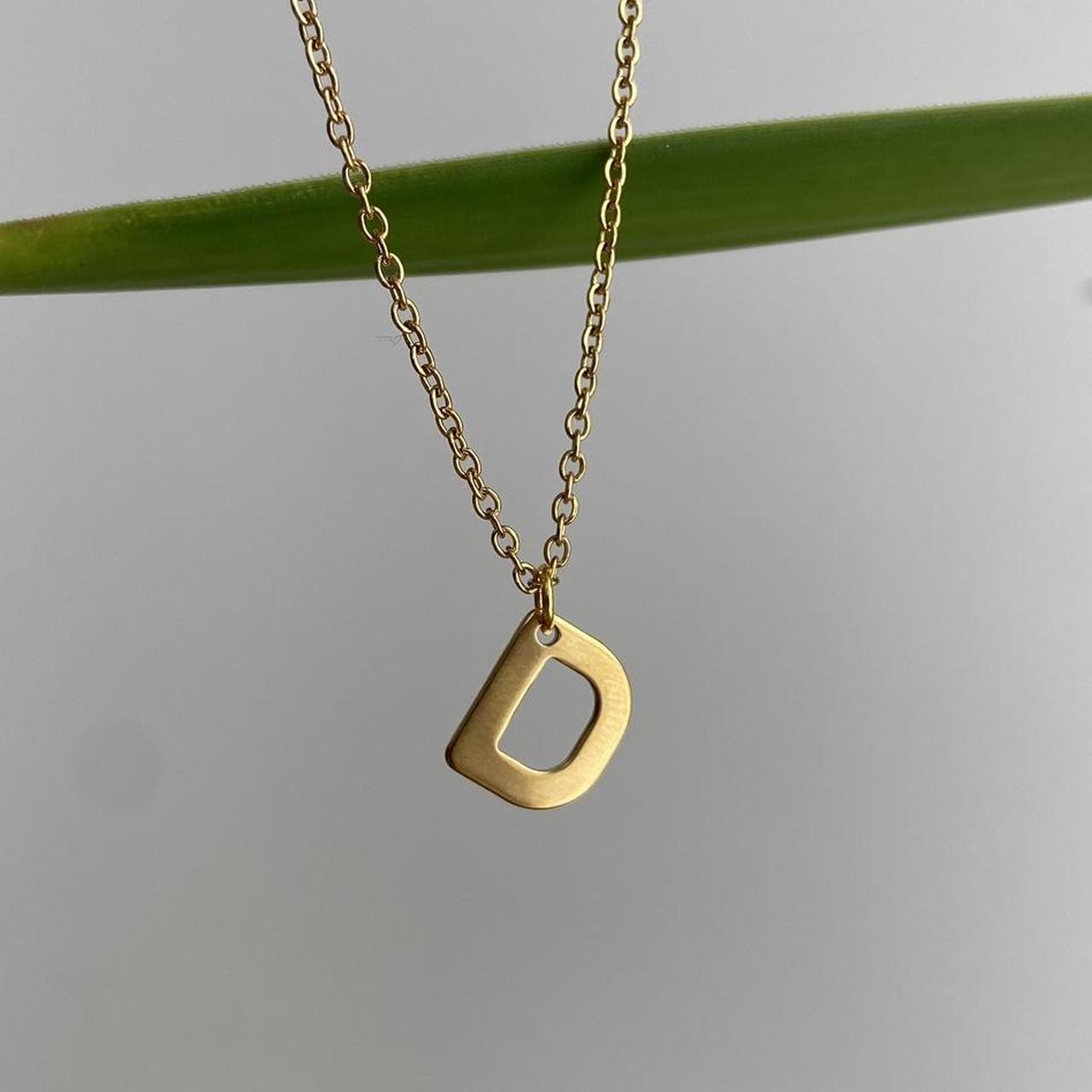 Gold Letter D Initial Pendant Chain Necklace 18