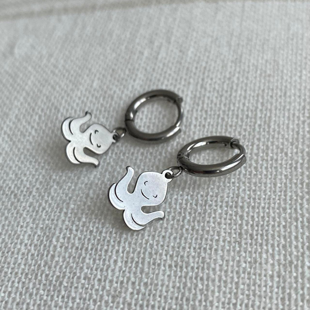 Petite Size Silver Octopus Hoop Earrings 100 - Image 2