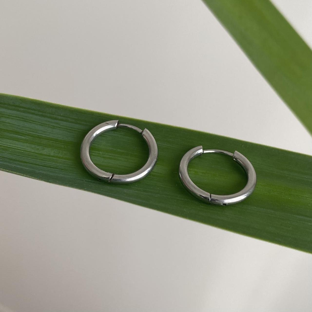 Medium Size Silver Hoop Earrings Also Available In - Image 3