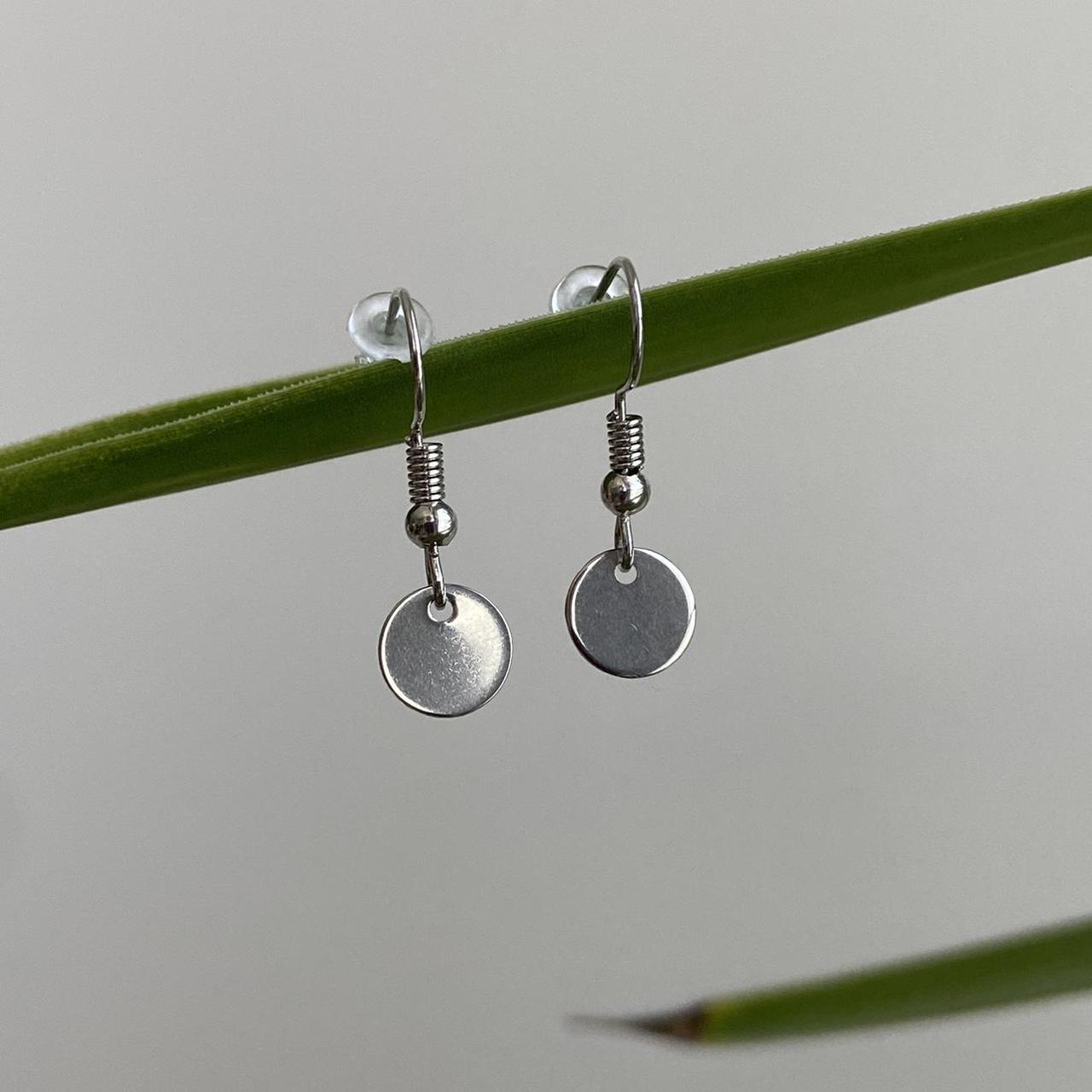 Silver Minimalist Circle Dangle Earrings 100 - Image 4