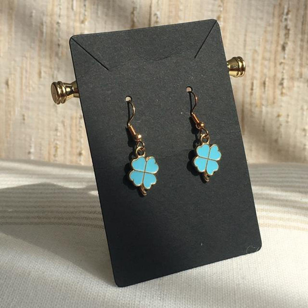 Blue Turquoise Four Leaf Clover Drop Dangle - Image 2