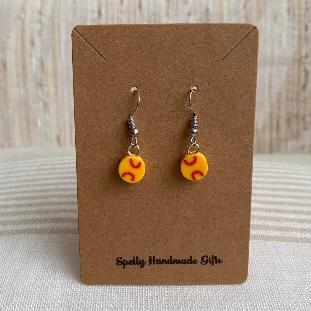 Softball Polymer Clay Dangle Earrings With Silver - Image 5
