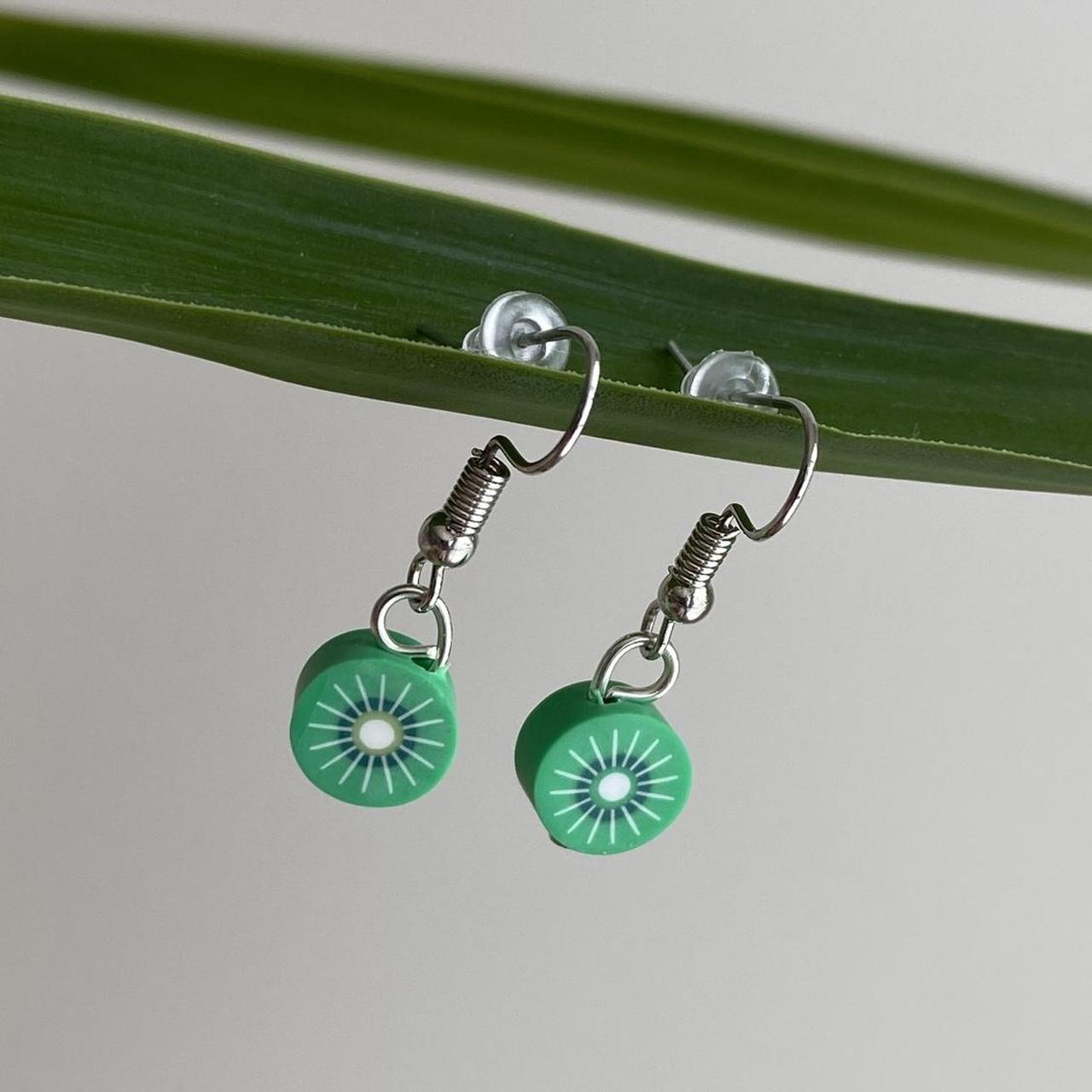 Green Lime Fruit Polymer Clay Dangle Earrings With - Image 2