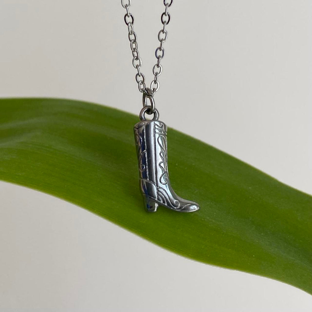 Silver Cowgirl Boot Pendant Chain Necklace Also - Image 2