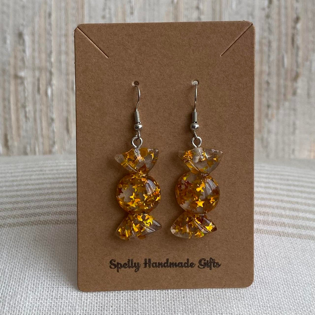 Sparkly Resin Yellow Gold Candy Dangle Earrings With - Image 3
