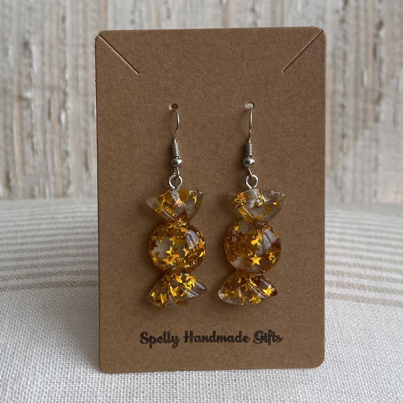 Sparkly Resin Yellow Gold Candy Dangle Earrings With - Image 3