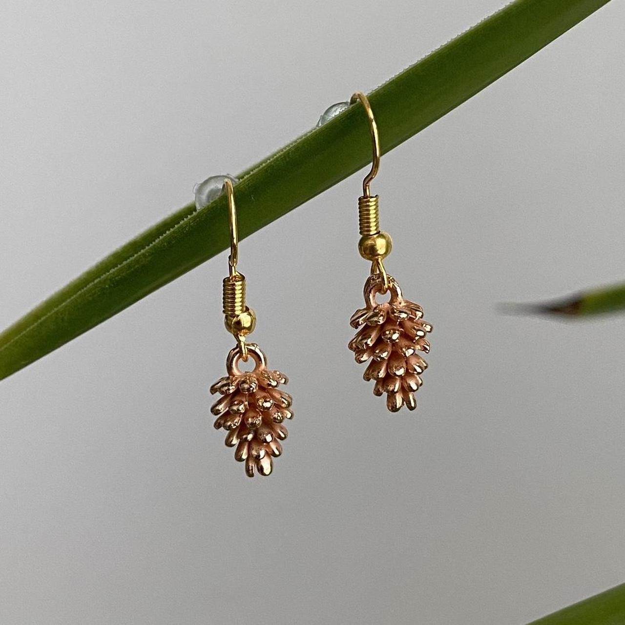 Rose Gold Pinecone Dangle Earrings Also Comes In
