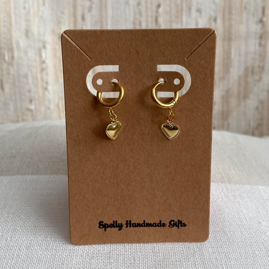 Petite Gold Heart Dangle Hoop Earrings Also - Image 6