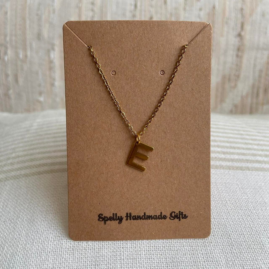 Gold Letter E Initial Pendant Chain Necklace 18 - Image 3