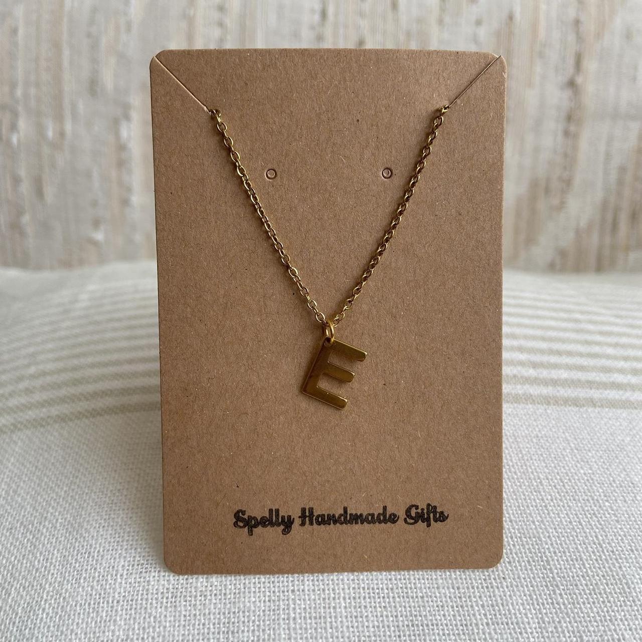 Gold Letter E Initial Pendant Chain Necklace 18 - Image 3
