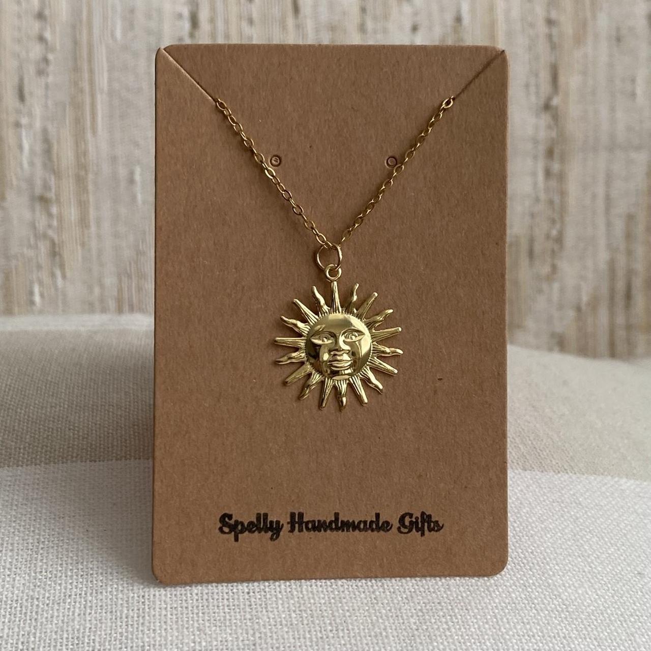 Gold Rising Sun Pendant Chain Necklace 18 Karat - Image 3