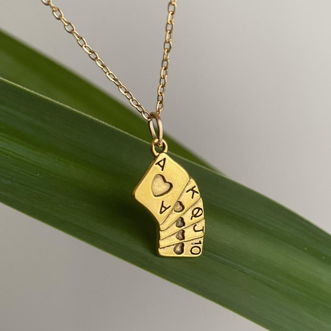 Gold Playing Cards Pendant Chain Necklace Ace