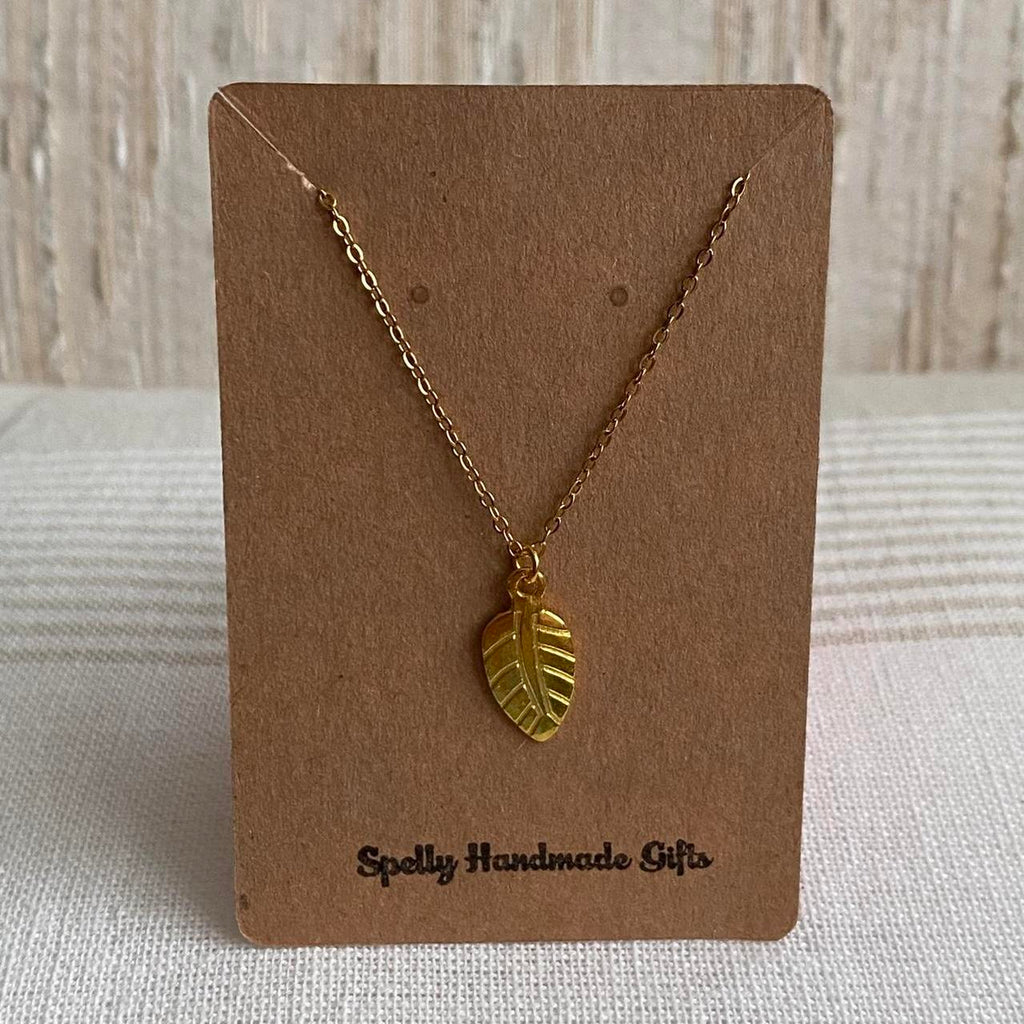 Gold Leaf Pendant Chain Necklace 18 Karat Gold - Image 4