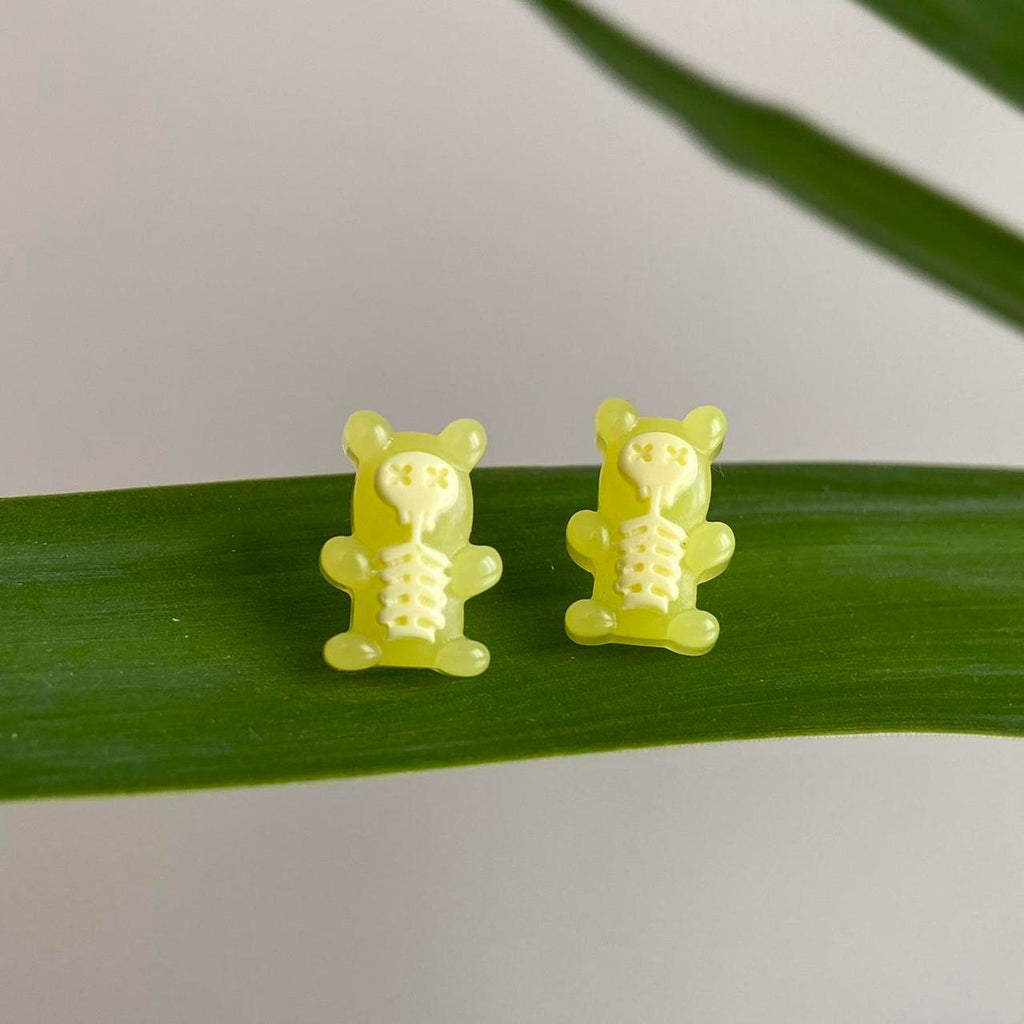Yellow Skeleton Gummy Bear X Ray Stud Earrings