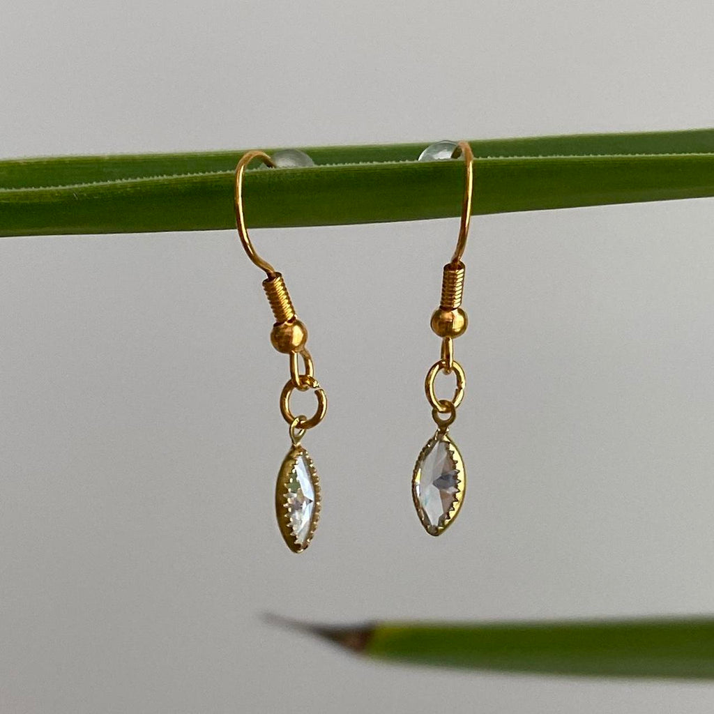 Marquise Diamond Gold Dangle Earrings Hand Made - Image 2