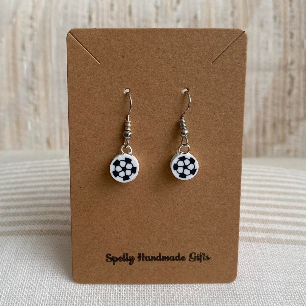 Soccer Ball Polymer Clay Dangle Earrings With Silver - Image 4