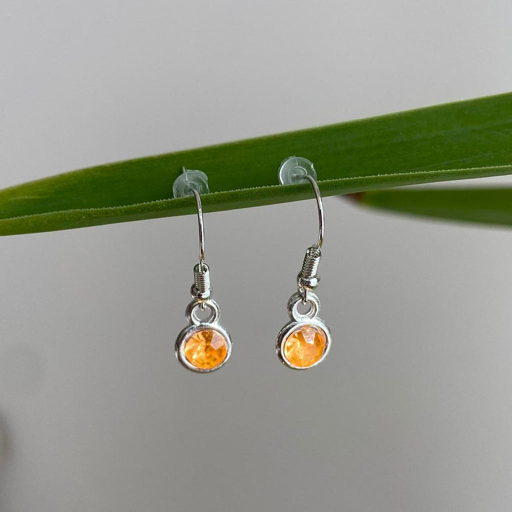 Amber Yellow Gem Dangle Earrings Silver Accents - Image 5