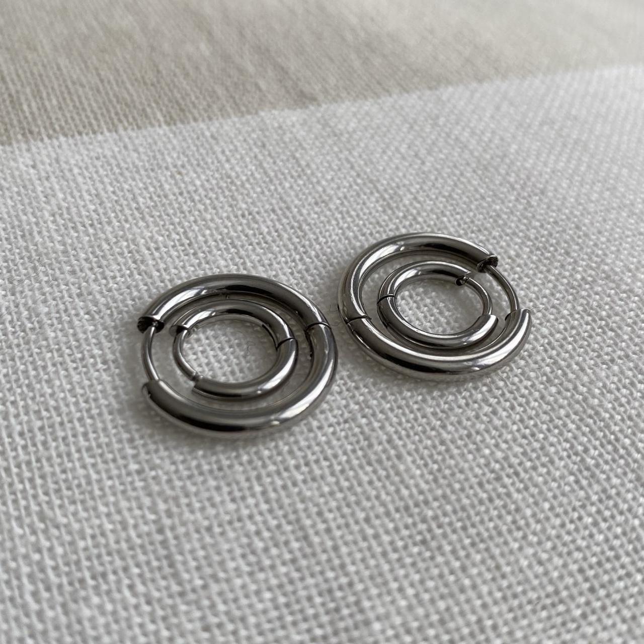 Medium Size Silver Hoop Earrings Also Available In - Image 6