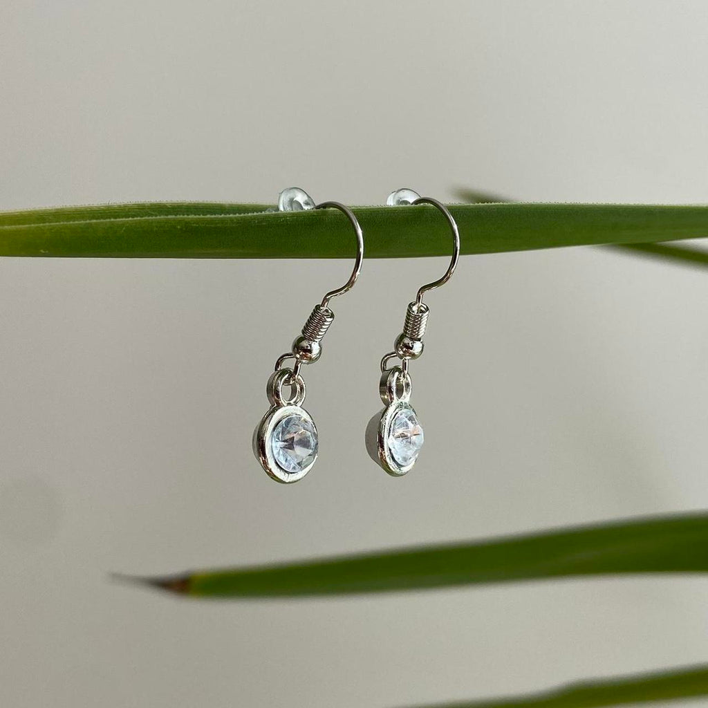 Crystal Clear Gem Dangle Earrings Silver Accents - Image 3