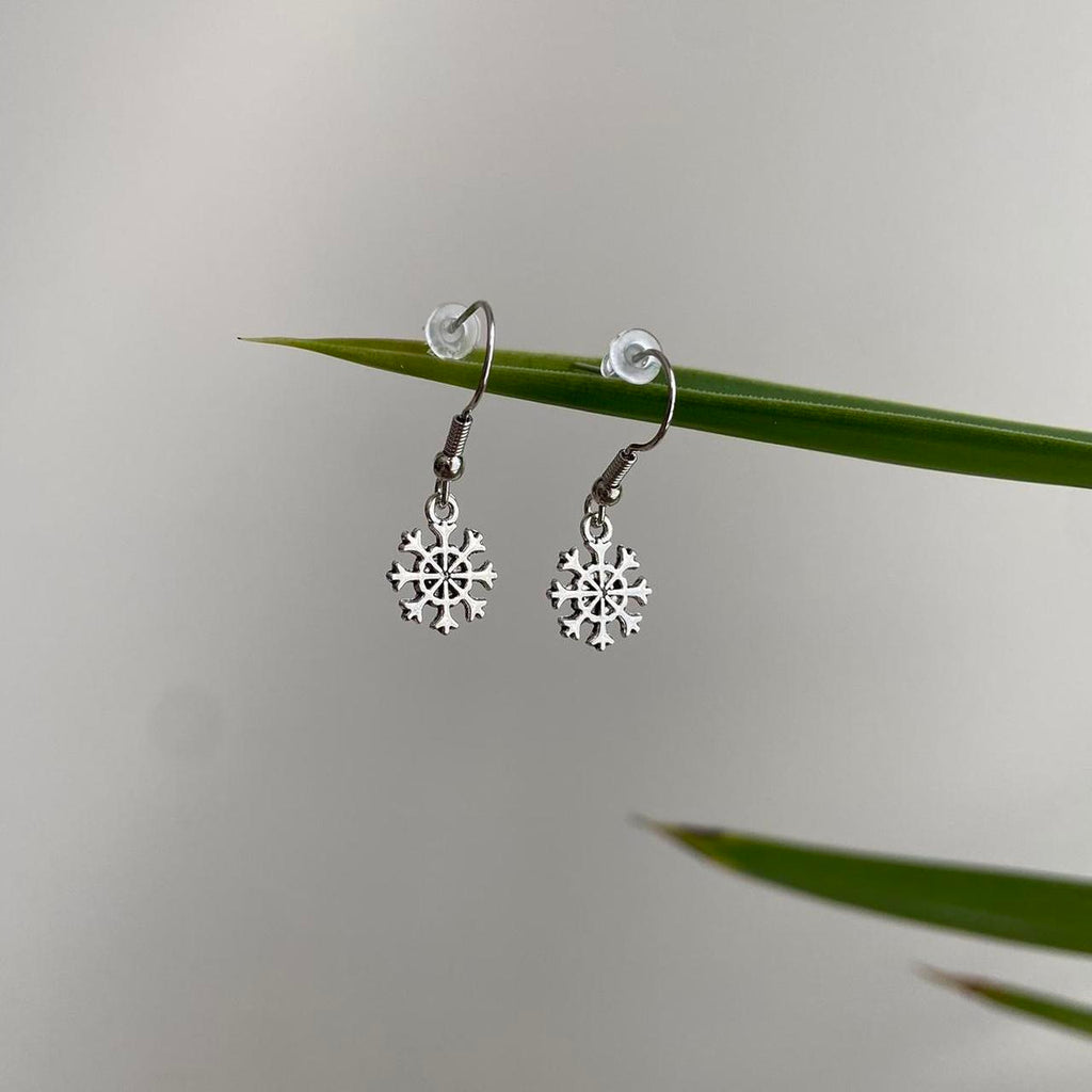 Small Silver Snowflake Dangle Earrings Also - Image 3
