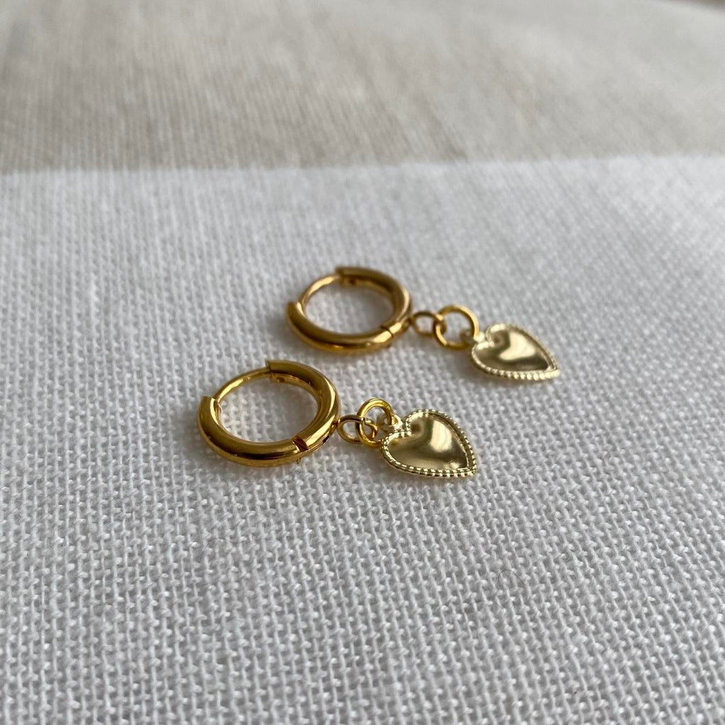 Petite Gold Heart Dangle Hoop Earrings Also - Image 7