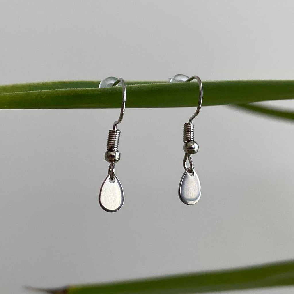Petite Minimalist Silver Teardrop Dangle
