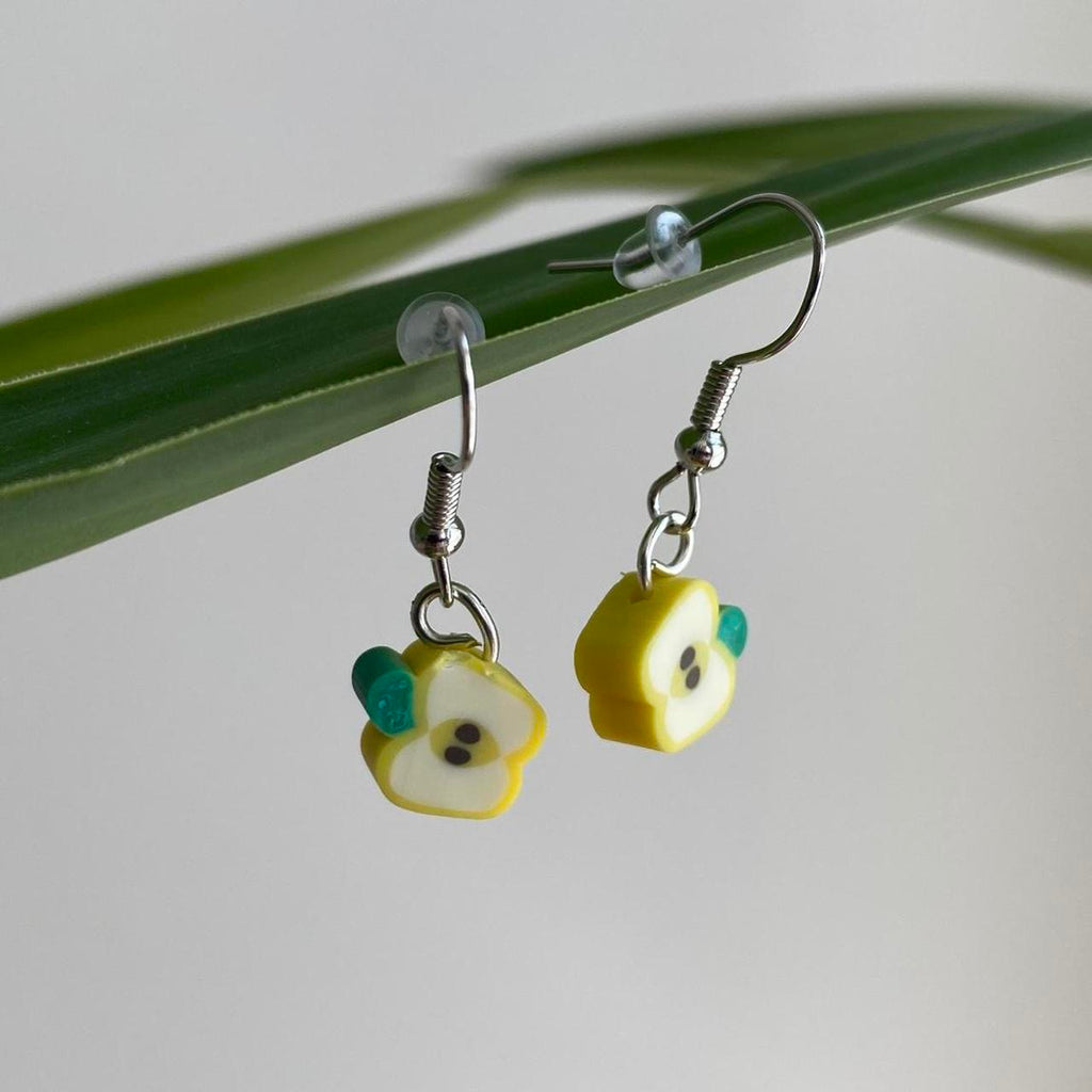 Yellow Sliced Apple Fruit Polymer Clay Dangle - Image 2