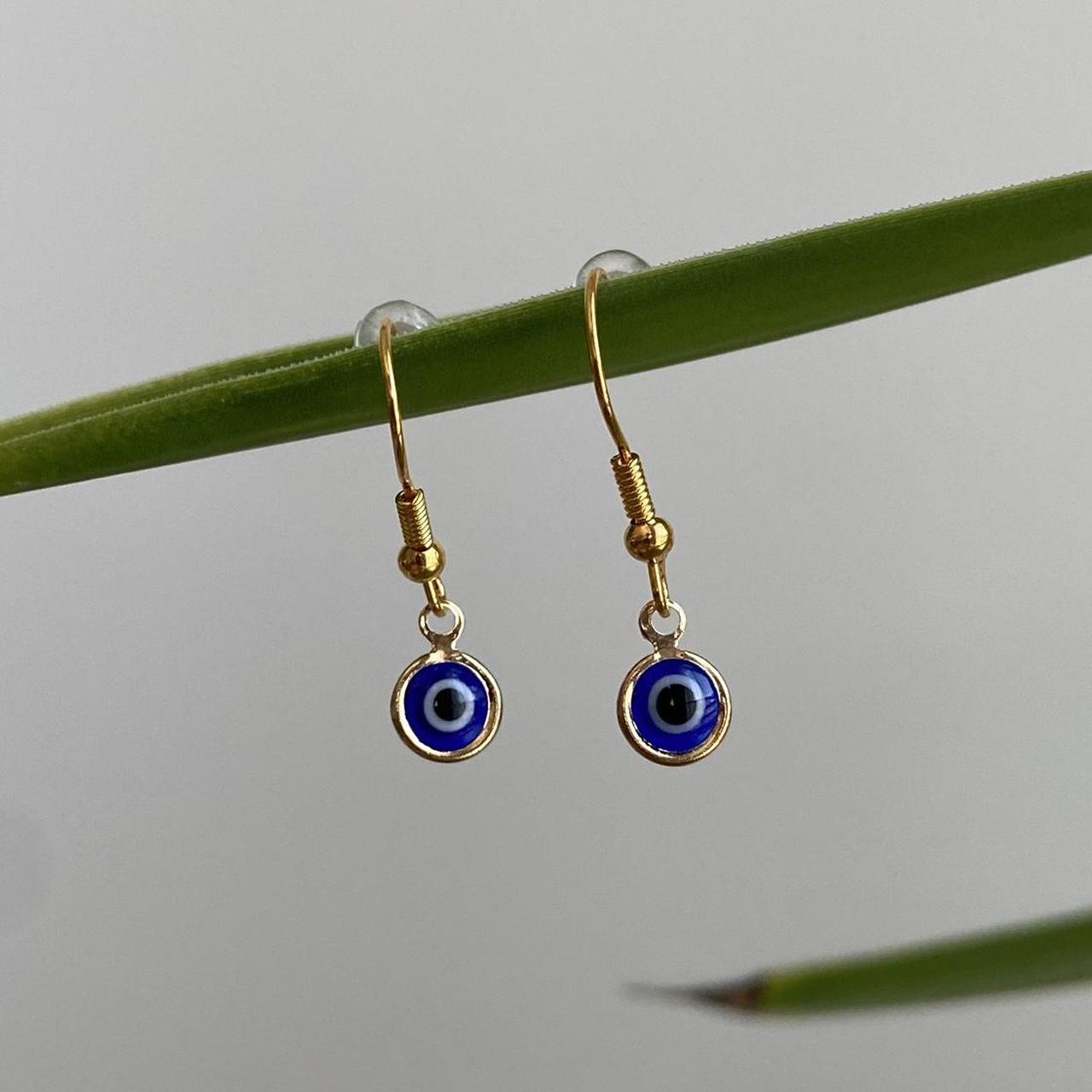 Gold Evil Eye Of Protection Dangle Earrings Also - Image 2