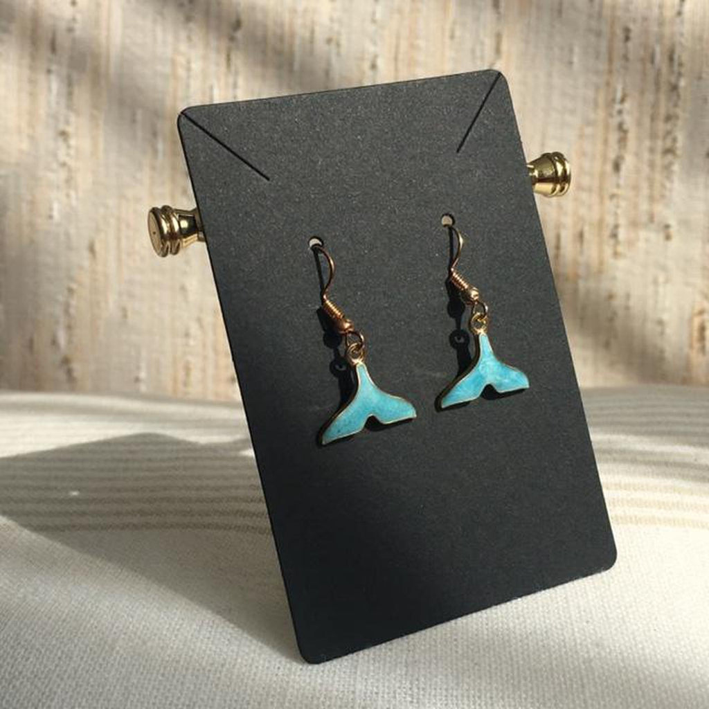 Blue Turquoise Whale Tail Drop Dangle Earrings With - Image 2