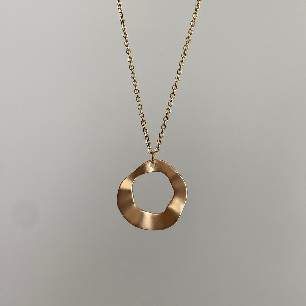 Organically Shaped Gold Hoop Ring Pendant Chain - Image 6
