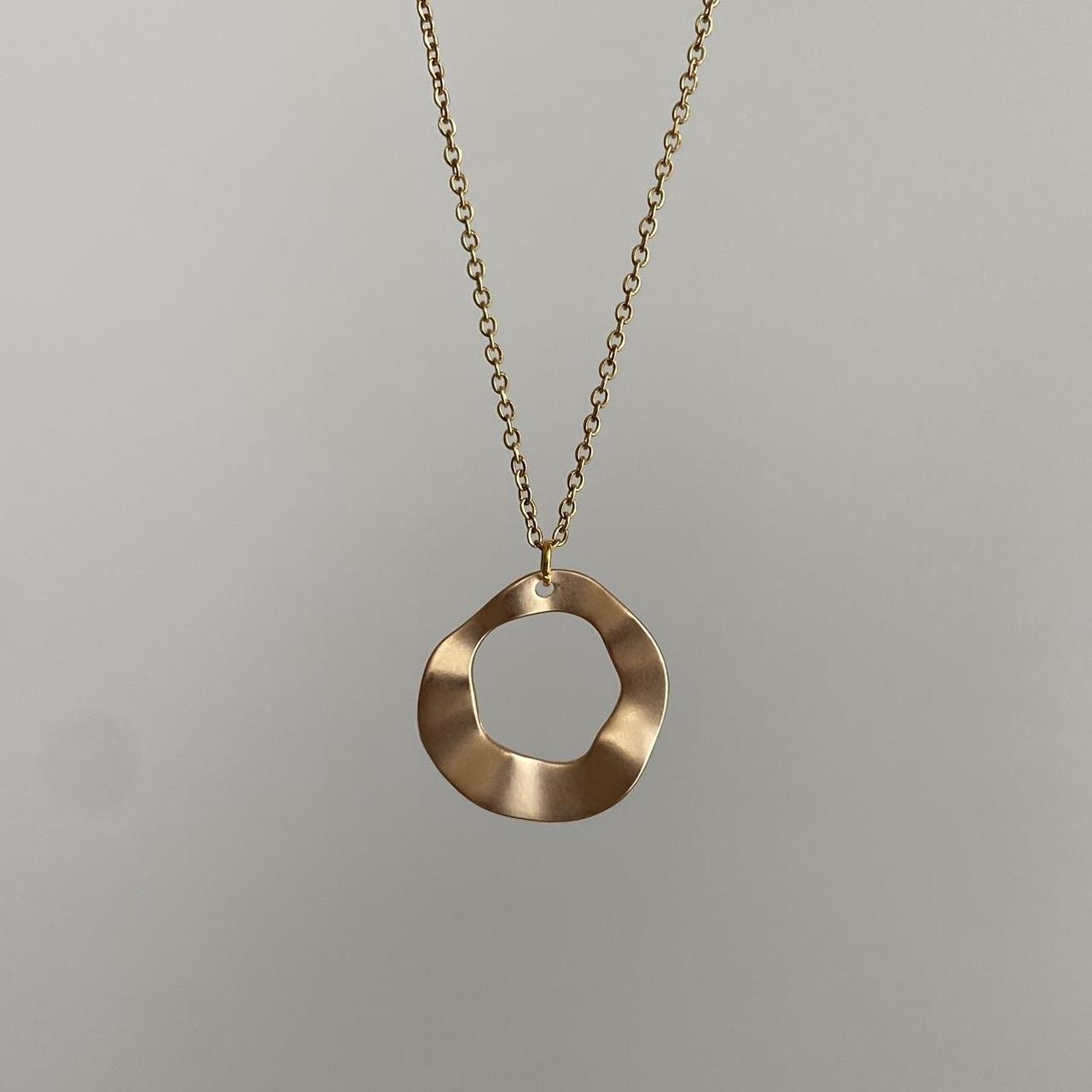 Organically Shaped Gold Hoop Ring Pendant Chain - Image 6