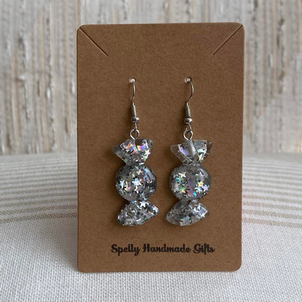 Sparkly Resin Silver Candy In Wrapper Dangle - Image 2