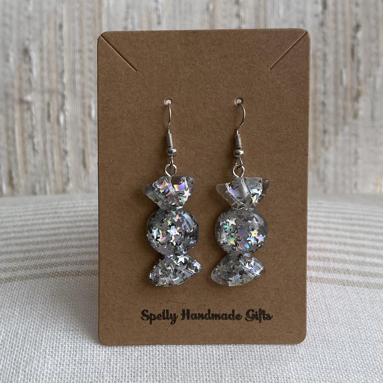 Sparkly Resin Silver Candy In Wrapper Dangle - Image 2
