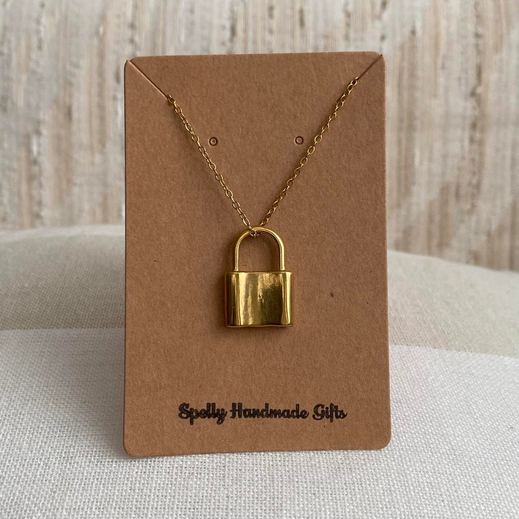 Gold Padlock Pendant Chain Necklace 18 Karat Gold - Image 3