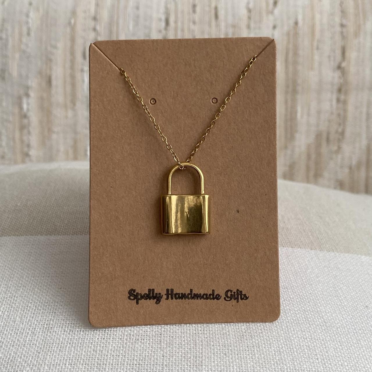Gold Padlock Pendant Chain Necklace 18 Karat Gold - Image 3