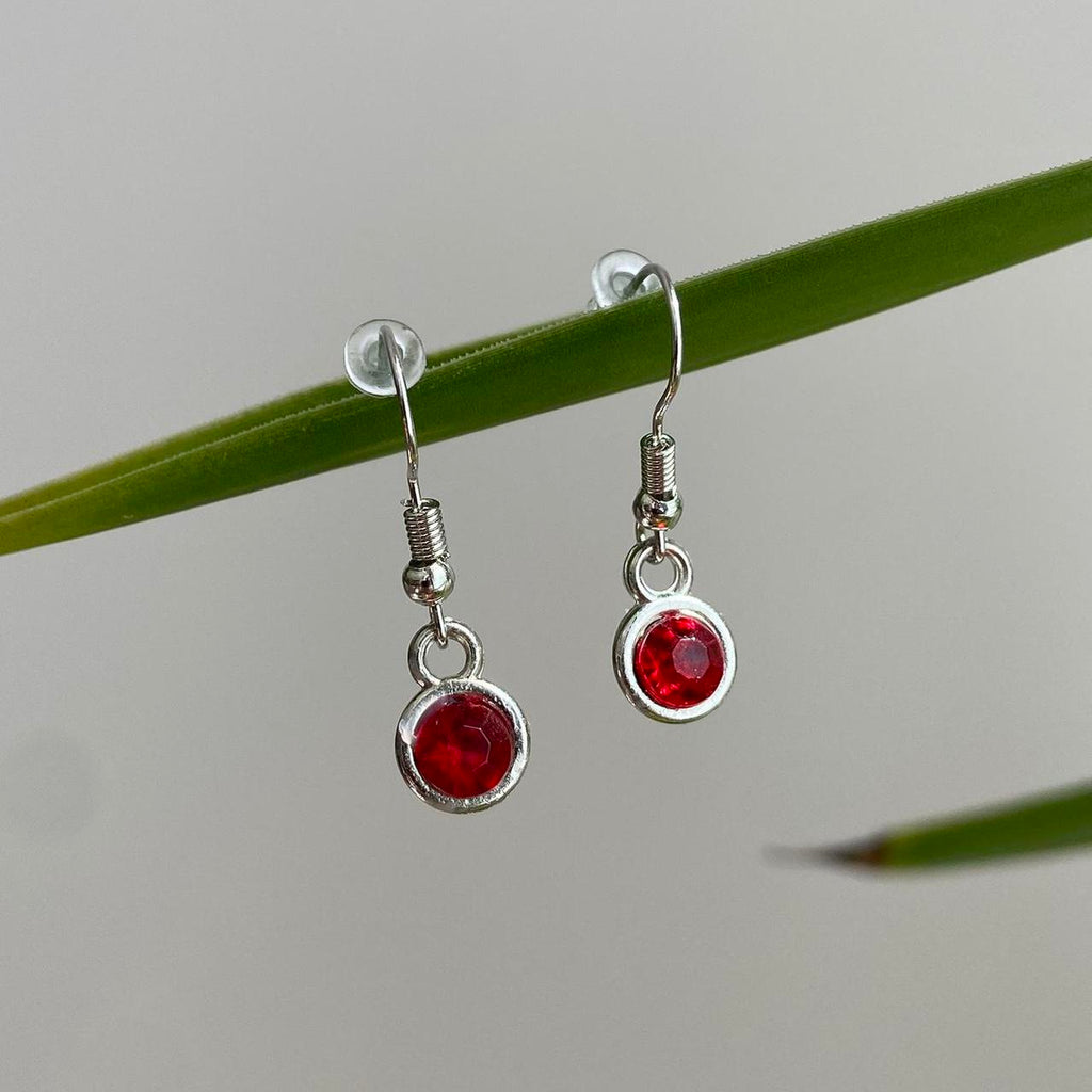 Ruby Red Gem Dangle Earrings Silver Accents Hand - Image 5