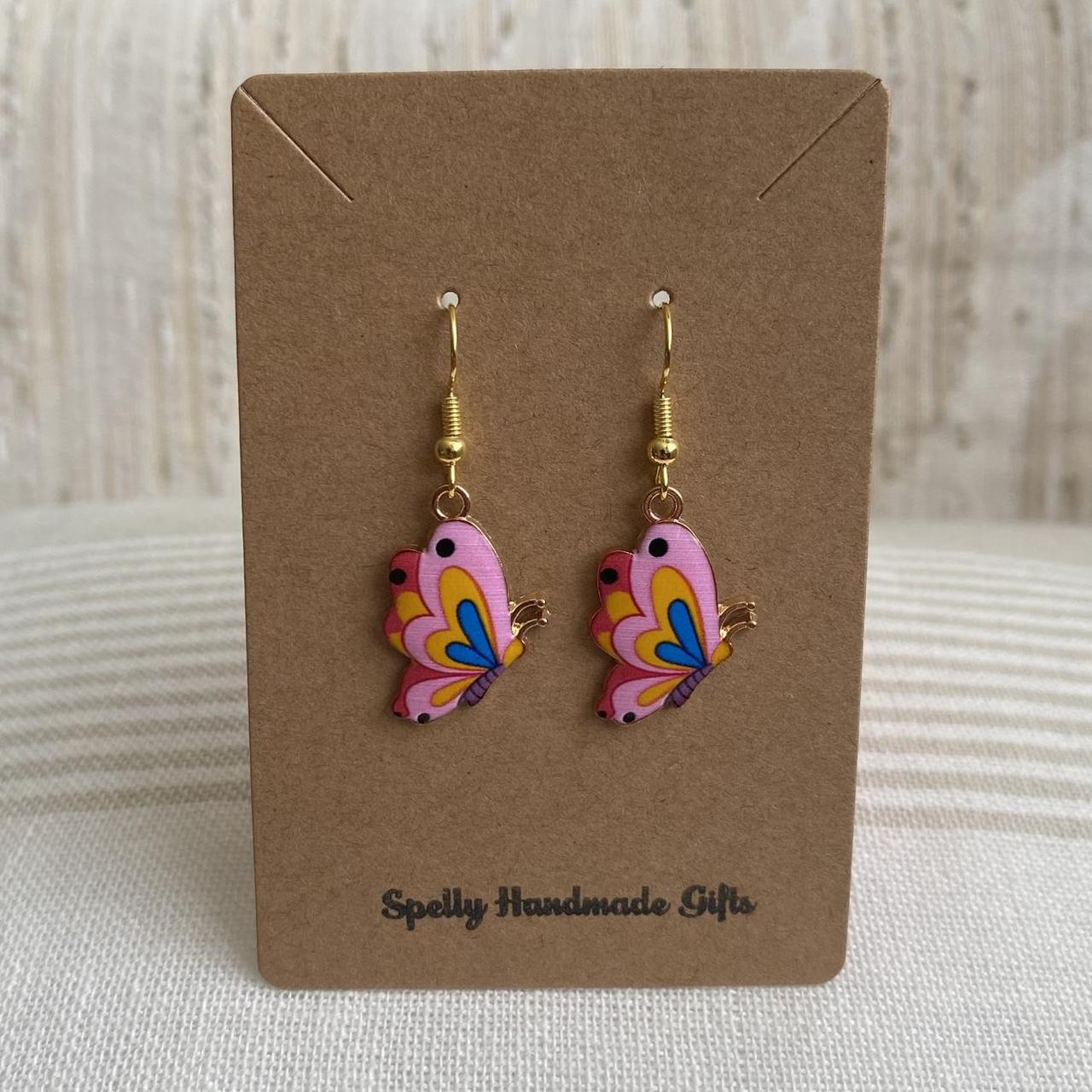 Pink Blue Yellow Red Butterfly Enamel Dangle - Image 4