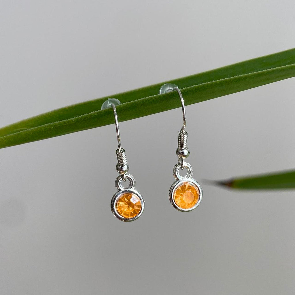 Amber Yellow Gem Dangle Earrings Silver Accents - Image 4