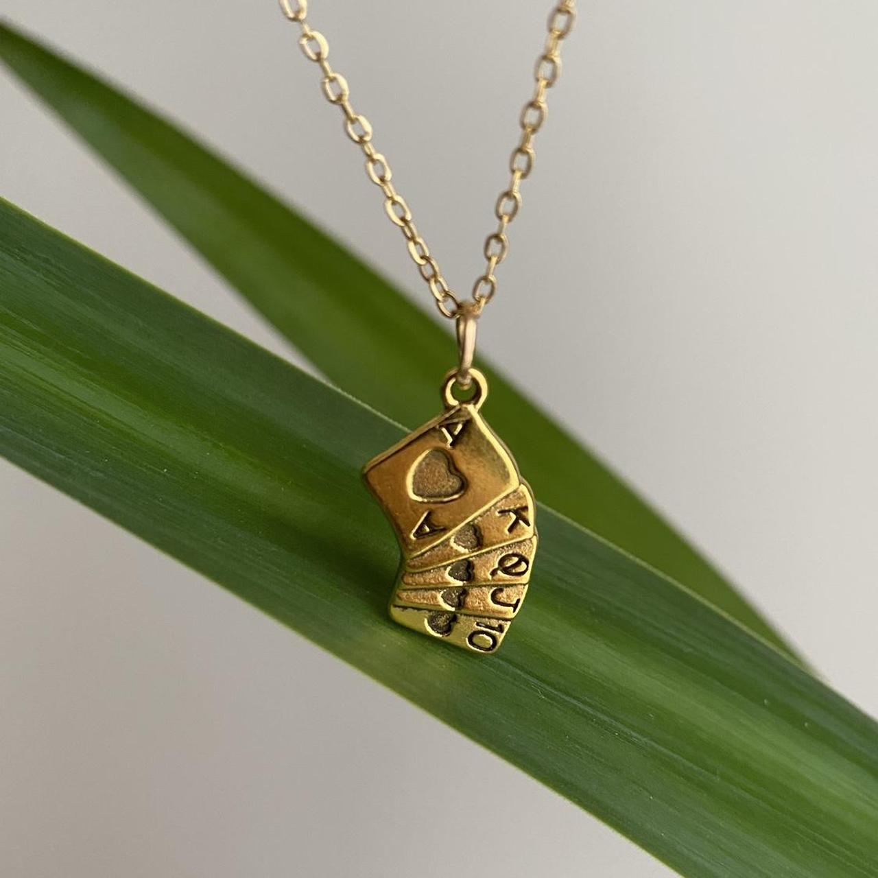 Gold Playing Cards Pendant Chain Necklace Ace - Image 2