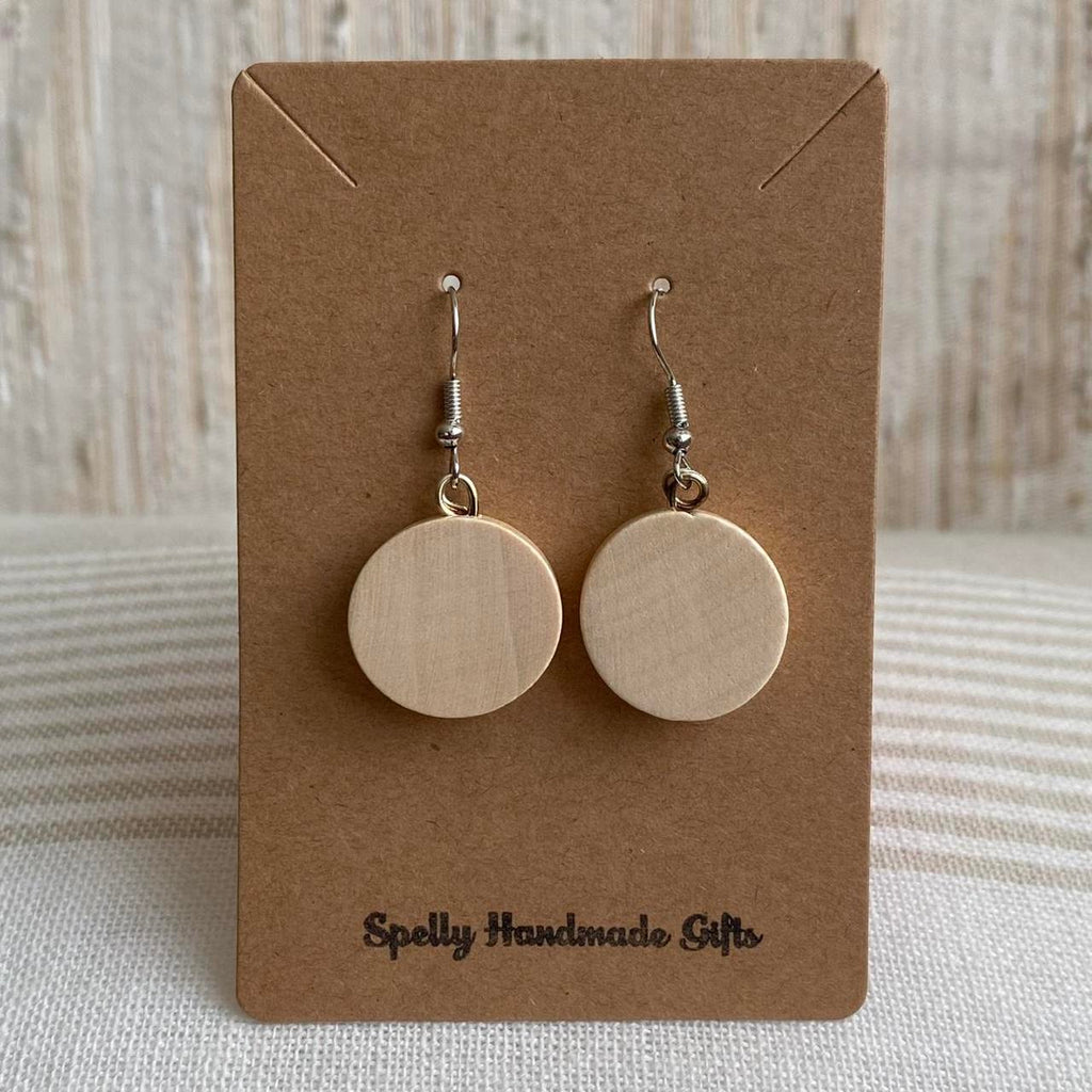 Wooden Circle Dangle Earrings With Silver Accents - Image 2